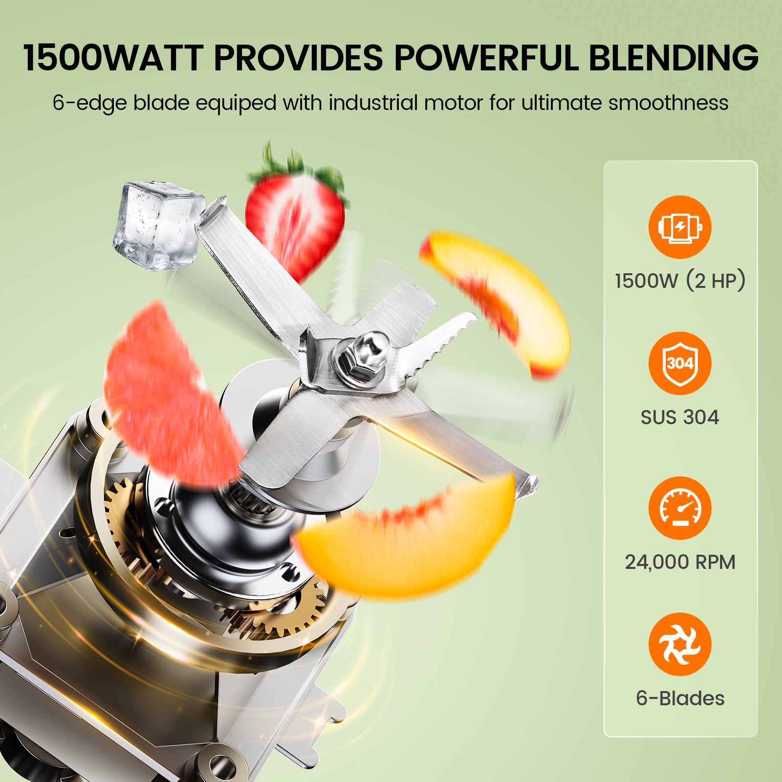 CRANDDI Professional Smoothie Blender, 80oz BPA-Free Countertop Blenders for Smoothies