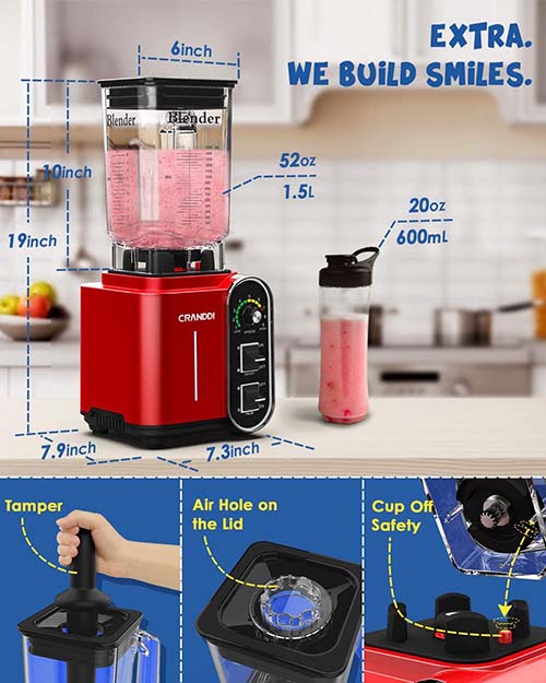 CRANDDI Commercial Quiet Blender K90 Red