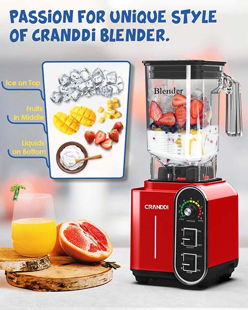 CRANDDI Commercial Quiet Blender K90 Red